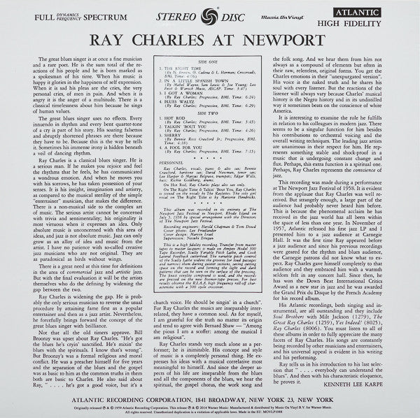 Ray Charles – Ray Charles At Newport LP vinyl record, image 2 of 4