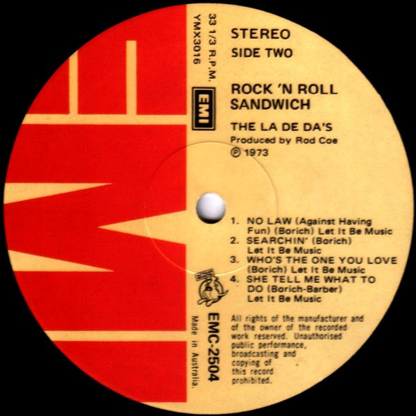 The La De Das – Rock And Roll Sandwich LP vinyl record, image 5 of 5