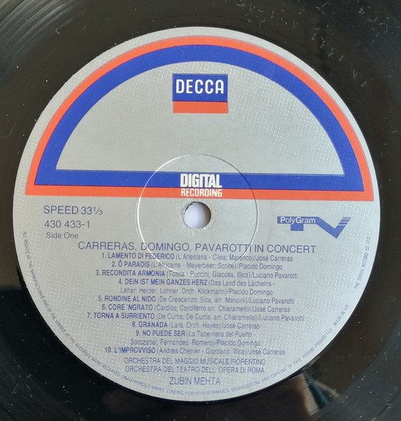 José Carreras, Placido Domingo, Luciano Pavarotti, Zubin Mehta – In Concert LP vinyl record, image 3 of 10