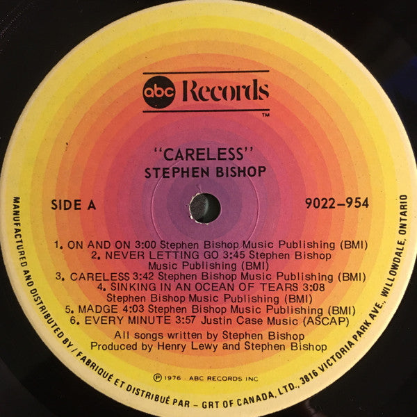 Stephen Bishop – Careless LP vinyl record, image 3 of 6