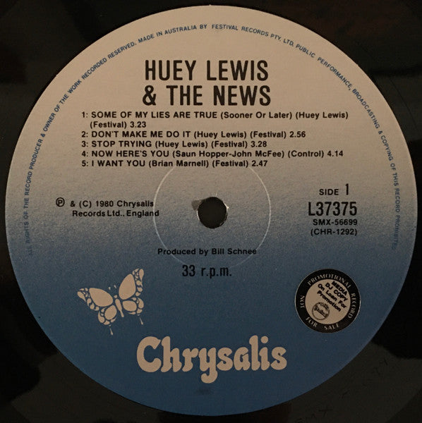 Huey Lewis & The News – Huey Lewis And The News LP vinyl record, image 3 of 4