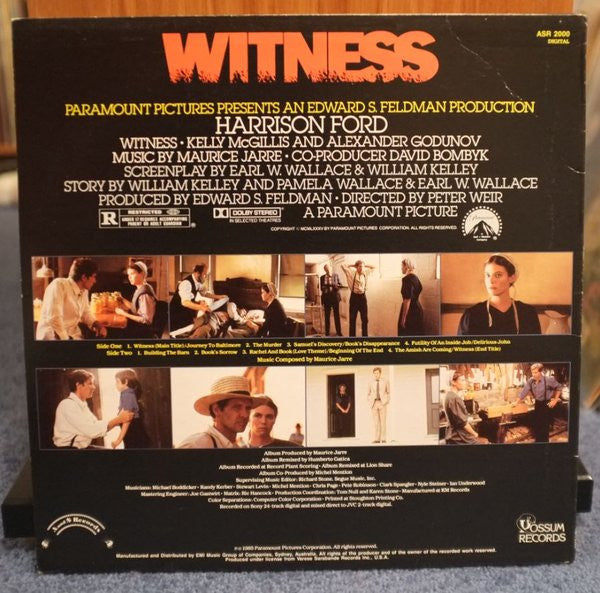 Maurice Jarre – Witness (Original Motion Picture Soundtrack) LP vinyl record, image 2 of 6