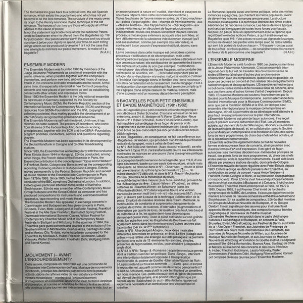 Ensemble Modern, Peter Eötvös, Nicolaus A. Huber, Helmut Lachenmann – Sechs Bagatellen / Mouvement (- Vor Der Erstarrung) LP vinyl record, image 4 of 6
