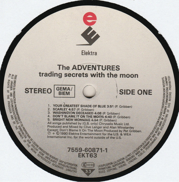 The Adventures – Trading Secrets With The Moon LP vinyl record, image 3 of 8