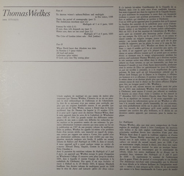 Thomas Weelkes, Deller Consort – Les Cris De Londres LP vinyl record, image 3 of 5