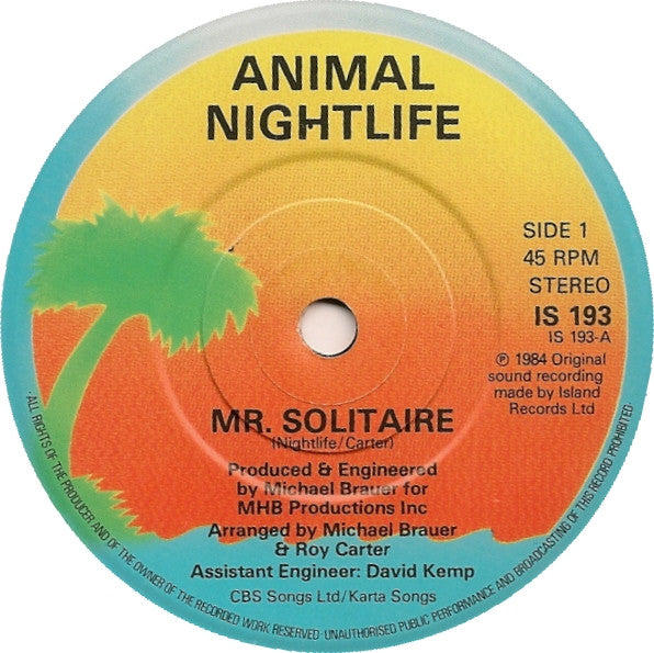 Animal Nightlife – Mr Solitaire 7" vinyl record, image 3 of 4