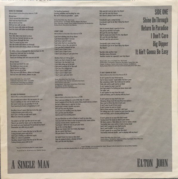 Elton John – A Single Man LP vinyl record, image 4 of 7