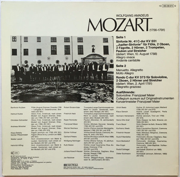 Wolfgang Amadeus Mozart, Collegium Aureum, Franzjosef Maier – Sinfonie Nr. 41 C-Dur KV 551 'Jupiter' · Rondo C-Dur KV 373 LP vinyl record, image 4 of 6
