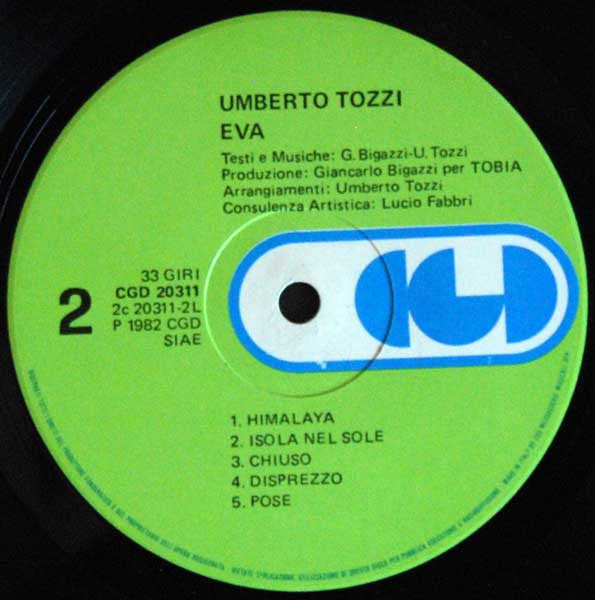 Umberto Tozzi – Eva LP vinyl record, image 4 of 6