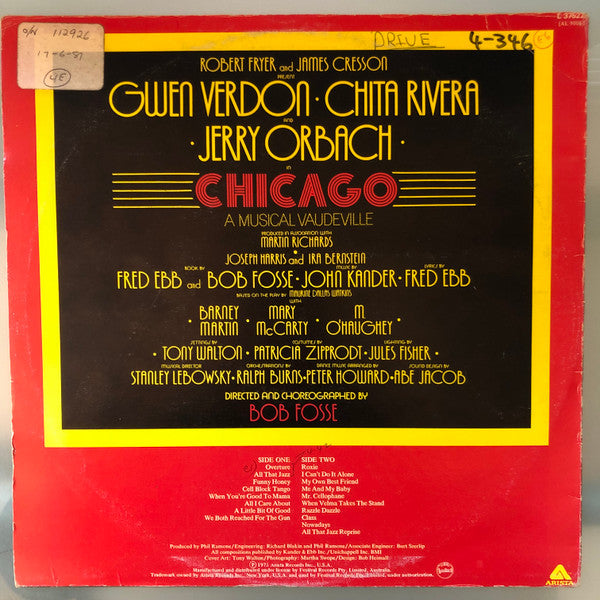 "Chicago" Original Broadway Cast – Chicago (A Musical Vaudeville) LP vinyl record, image 2 of 4