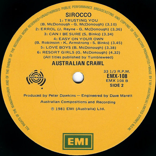 Australian Crawl – Sirocco LP vinyl record, image 6 of 6