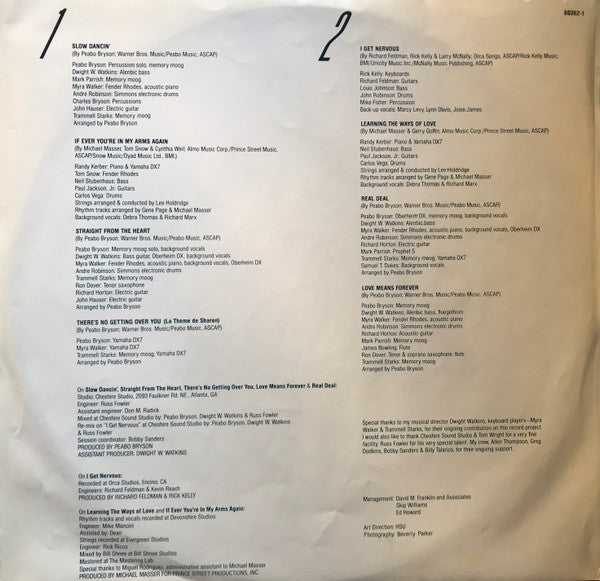 Peabo Bryson – Straight From The Heart LP vinyl record, image 6 of 6
