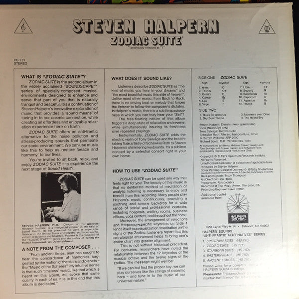 Steven Halpern – Zodiac Suite LP vinyl record, image 2 of 4