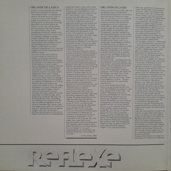 Roland de Lassus, The Hilliard Ensemble – Motets Et Chansons LP vinyl record, image 6 of 6