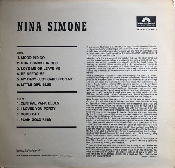 Nina Simone – Nina Simone LP vinyl record, image 2 of 5