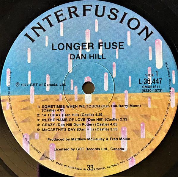 Dan Hill – Longer Fuse LP vinyl record, image 5 of 6