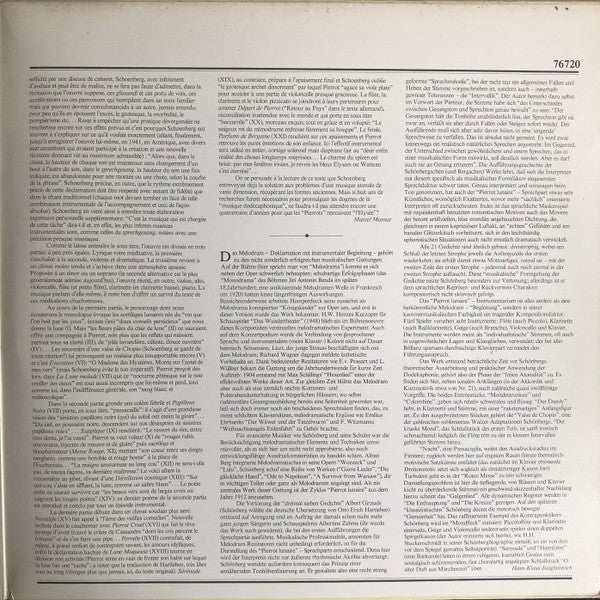 Arnold Schoenberg, Pierre Boulez, Pinchas Zukerman, Lynn Harrell, Michel Debost, Antony Pay, Daniel Barenboim, Yvonne Minton – Pierrot Lunaire LP vinyl record, image 3 of 6