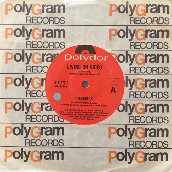 Trans-X – Living On Video 7" vinyl record, image 3 of 3