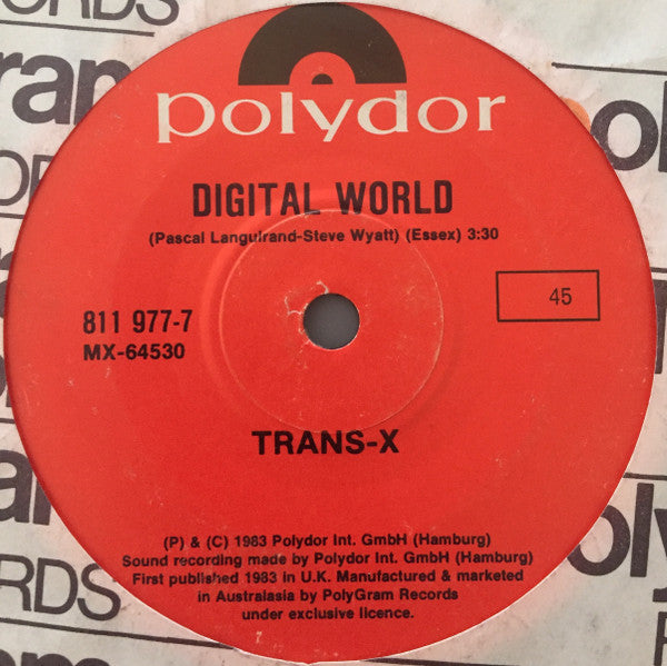 Trans-X – Living On Video 7" vinyl record, image 2 of 3