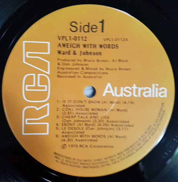 Ward & Johnson – Aweigh With Words LP vinyl record, image 9 of 10
