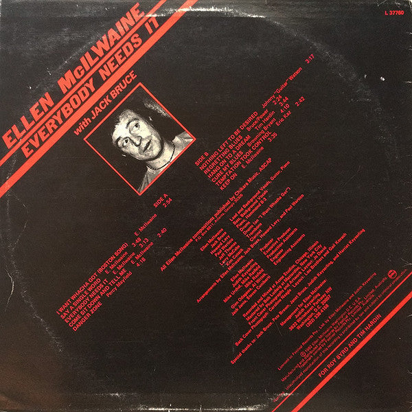 Ellen McIlwaine, Jack Bruce – Everybody Needs It LP vinyl record, image 2 of 4