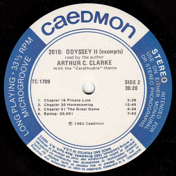 Arthur C. Clarke – 2010: Odyssey II (Excerpts) Read By The Author Arthur C. Clarke With The "Zarathustra" Theme LP vinyl record, image 4 of 4