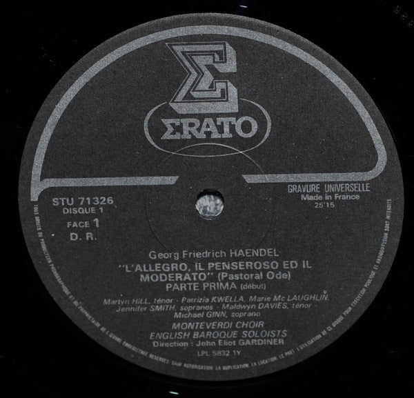 Georg Friedrich Händel, The Monteverdi Choir, The English Baroque Soloists, John Eliot Gardiner – L'Allegro, Il Penseroso Ed Il Moderato LP vinyl record, image 8 of 8