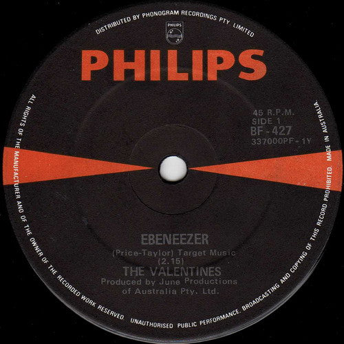 The Valentines – Ebeneezer 7" vinyl record, image 1 of 2