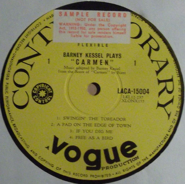 Barney Kessel – Modern Jazz Performances From Bizet's Carmen LP vinyl record, image 3 of 4
