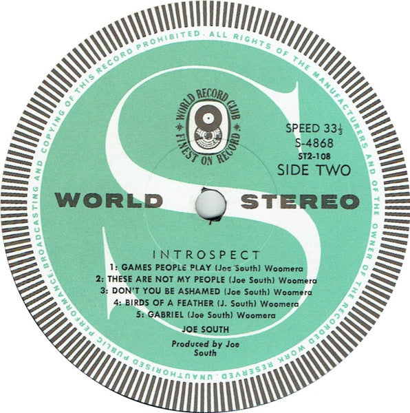 Joe South – Introspect LP vinyl record, image 4 of 4