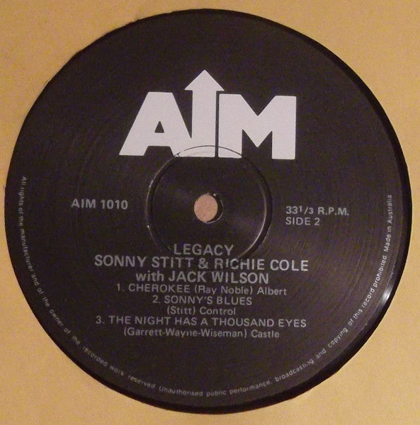 Sonny Stitt, Richie Cole, Jack Wilson – Legacy LP vinyl record, image 4 of 4