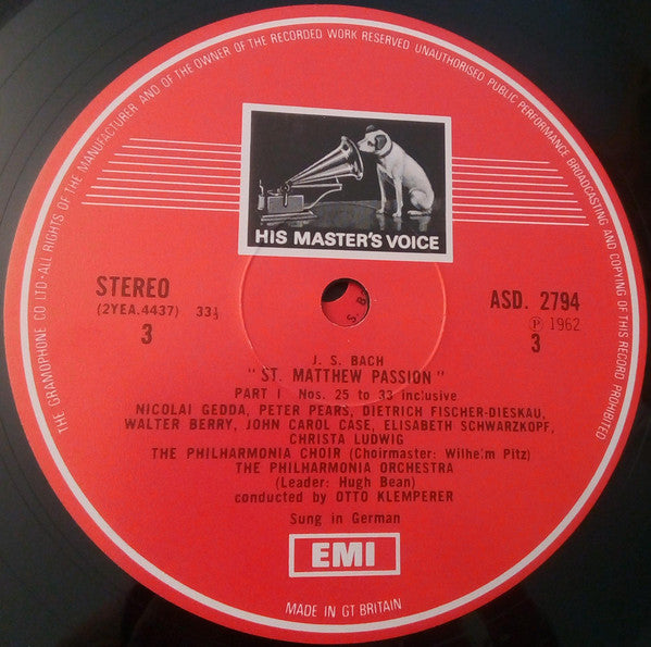 Johann Sebastian Bach, Philharmonia Orchestra, Philharmonia Chorus, Otto Klemperer – St Matthew Passion LP vinyl record, image 6 of 10