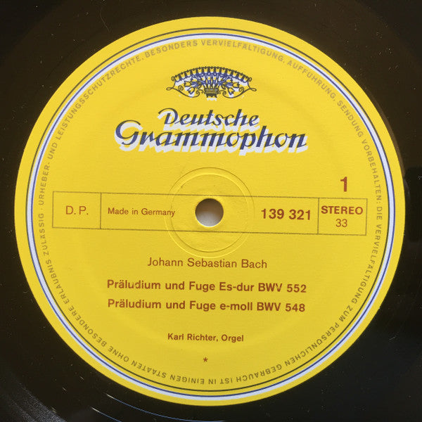Johann Sebastian Bach, Karl Richter – Orgelwerke (Vol. 1) LP vinyl record, image 3 of 5