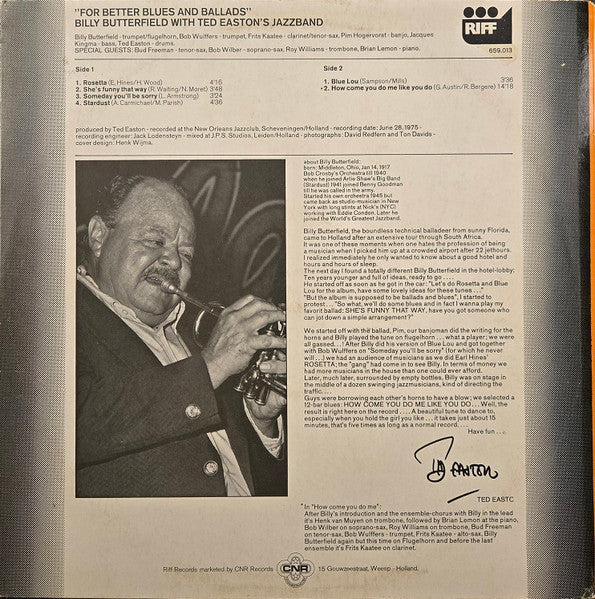 Billy Butterfield – For Better Blues And Ballads LP vinyl record, image 2 of 5