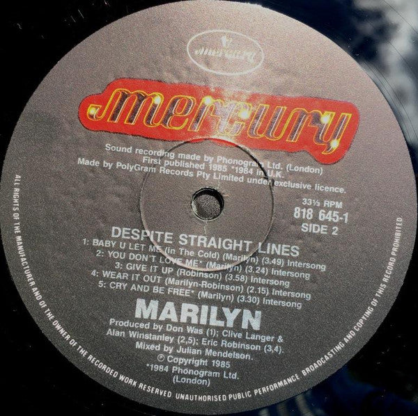 Marilyn – Despite Straight Lines LP vinyl record, image 4 of 4