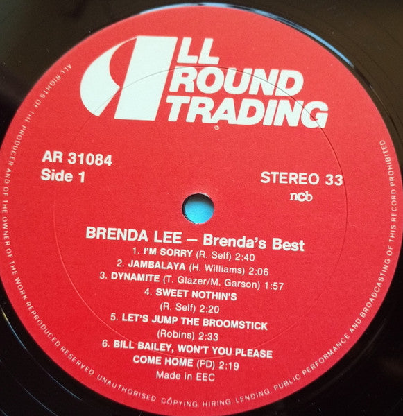 Brenda Lee – Brenda's Best LP vinyl record, image 3 of 4