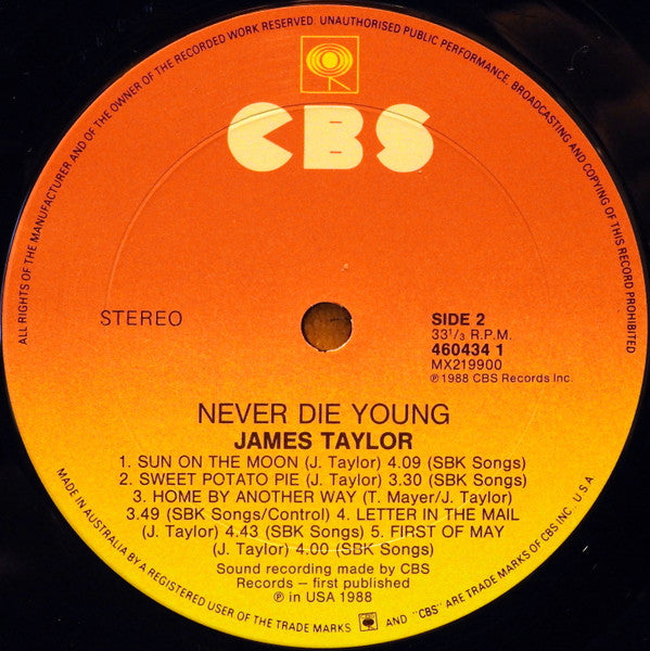 James Taylor – Never Die Young LP vinyl record, image 4 of 6