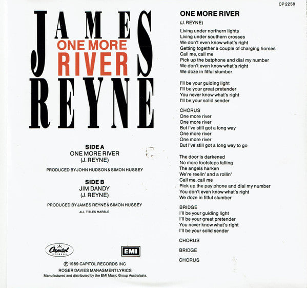 James Reyne – One More River 7" vinyl record, image 2 of 5