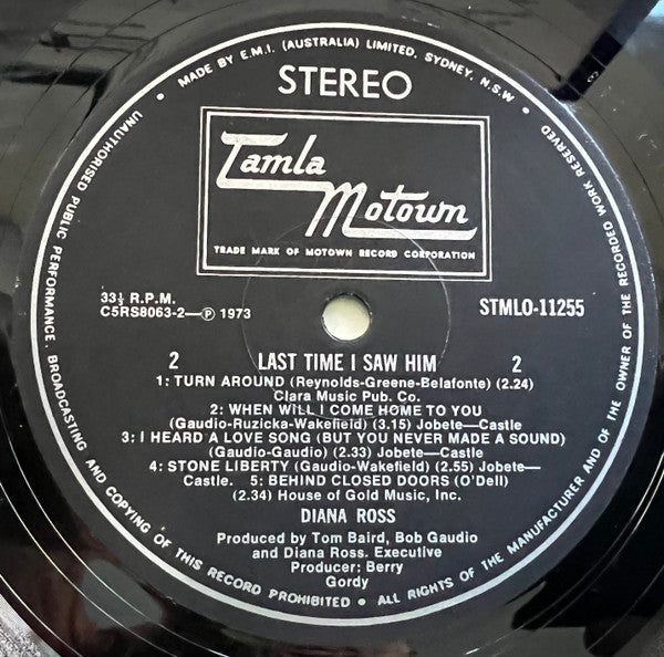 Diana Ross – Last Time I Saw Him LP vinyl record, image 4 of 4