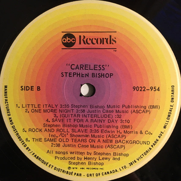 Stephen Bishop – Careless LP vinyl record, image 4 of 6