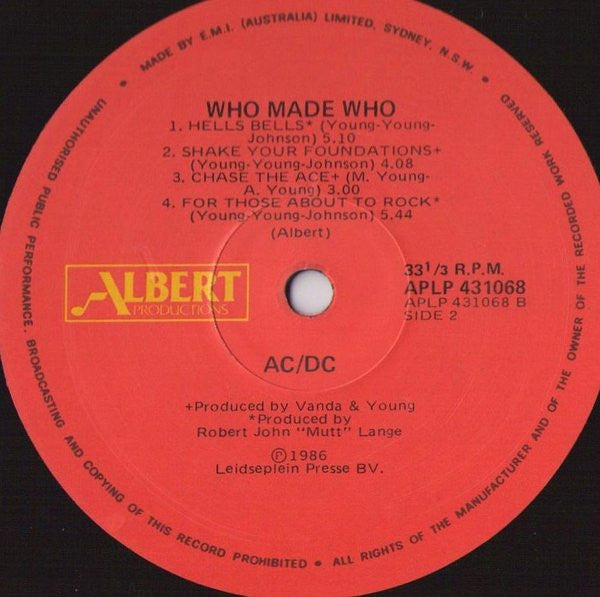 AC/DC – Who Made Who LP vinyl record, image 4 of 5