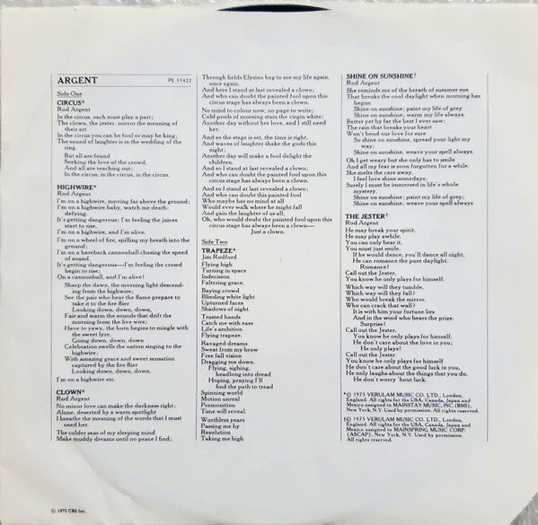 Argent – Circus LP vinyl record, image 4 of 5