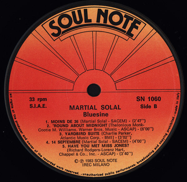 Martial Solal – Bluesine LP vinyl record, image 4 of 4