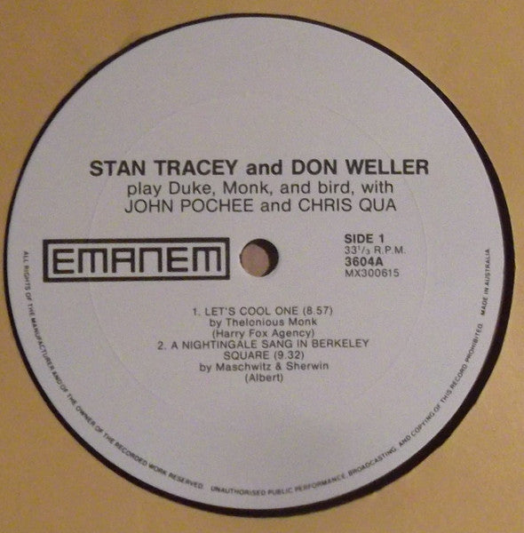 Stan Tracey, Don Weller – Play Duke, Monk & Bird LP vinyl record, image 3 of 4