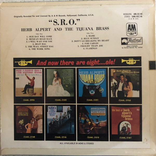 Herb Alpert & The Tijuana Brass – S.R.O. LP vinyl record, image 2 of 4