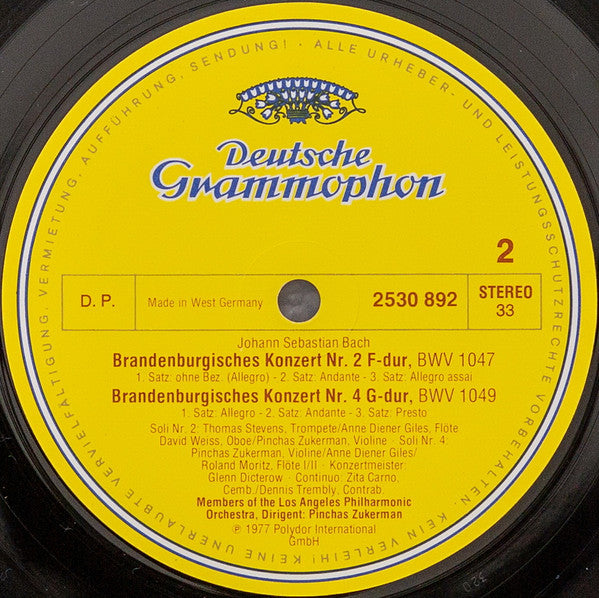 Johann Sebastian Bach, Members Of The Los Angeles Philharmonic, Pinchas Zukerman – 6 Brandenburghische Konzerte (2xLP) LP vinyl record, image 6 of 8