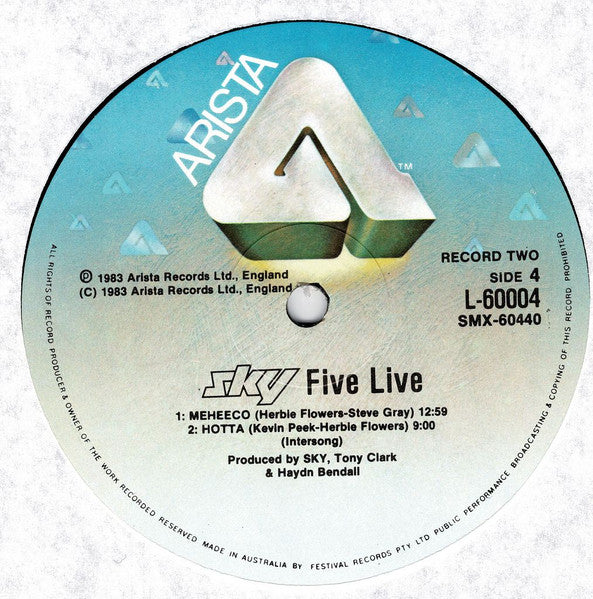 Sky – Sky Five Live (2xLP) LP vinyl record, image 6 of 6