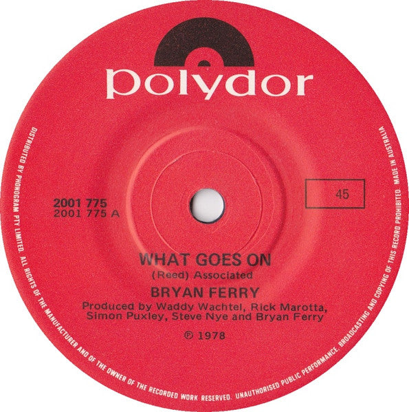 Bryan Ferry – What Goes On 7" vinyl record, image 2 of 3