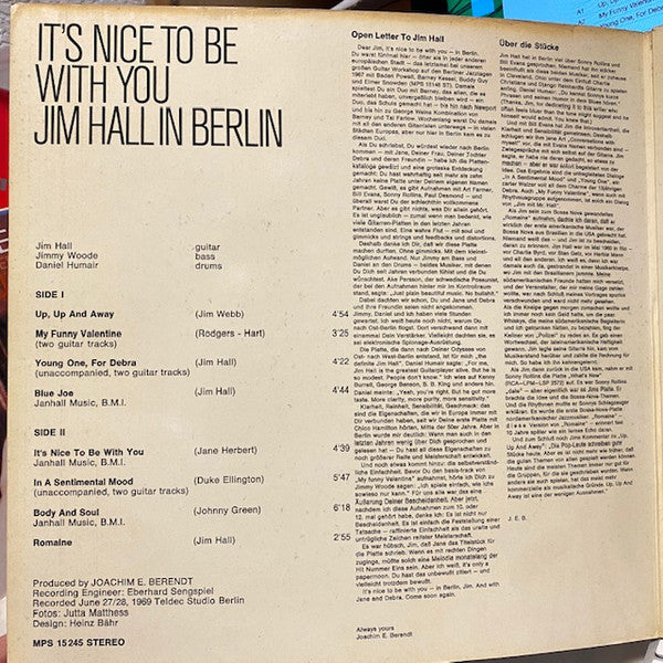 Jim Hall – It's Nice To Be With You LP vinyl record, image 2 of 6
