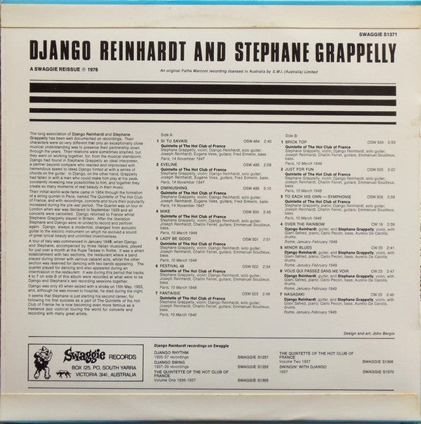 Django Reinhardt, Stéphane Grappelli – Django Et Stephane 1947-1949 LP vinyl record, image 2 of 4